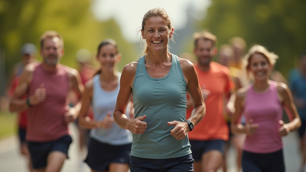 Marathon event with participants running together on road